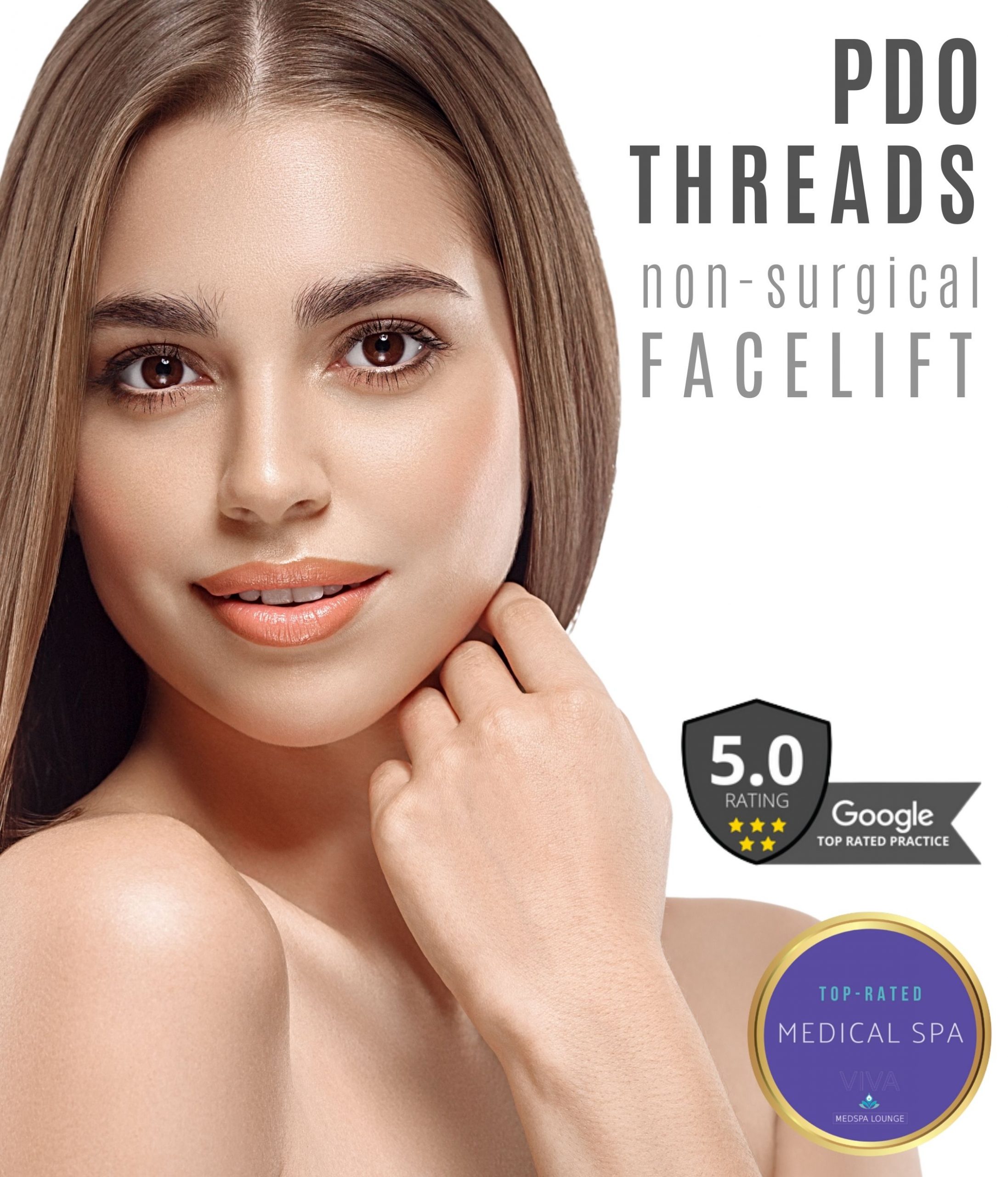 woman with youthful skin promoting PDO Threads