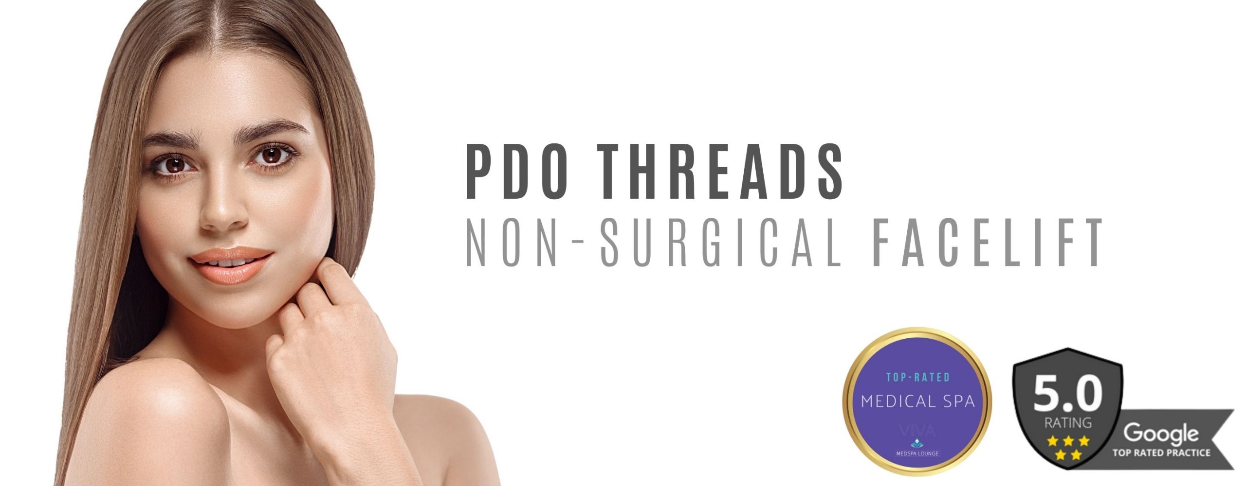 woman with clear skin promoting PDO Threads